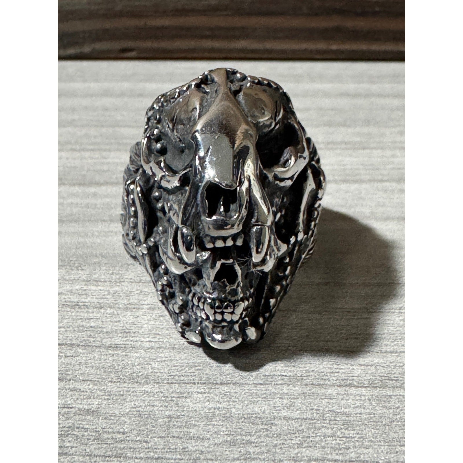 Skull on Skull Ring ~ Men's Size 12