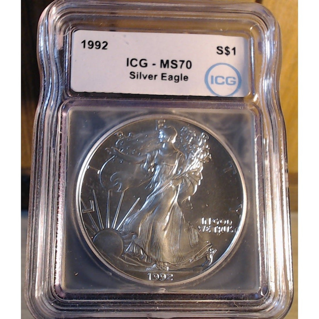 1992 ~ $1 Silver Eagle ~ ICG MS70
