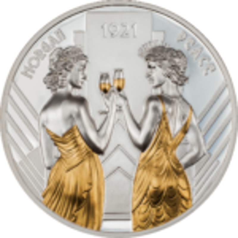 2021 Cook Islands Morgan and Peace 1 oz Silver Gilded Proof Coin ~ Limited Mint
